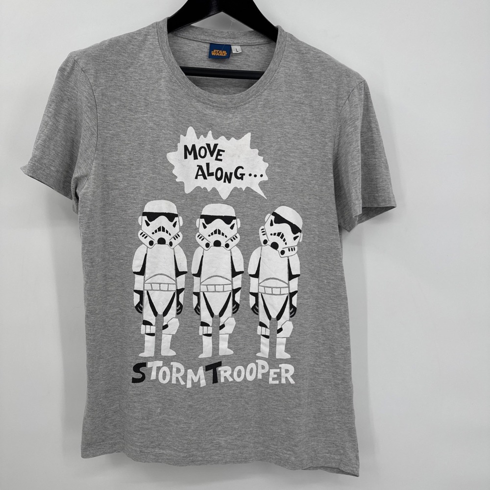 Star Wars Stormtrooper Move Along Fun T-shirt Men's Size Large Gray Lucus Films